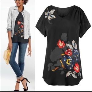 Black floral Fiore blouse size L